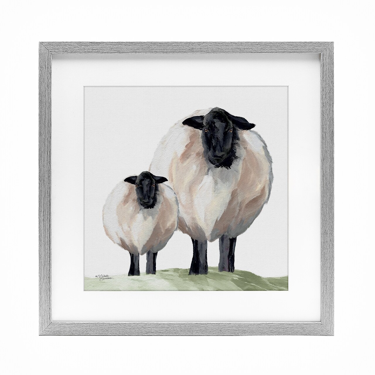 Stupell Industries Sheep And Lamb Portrait Framed Print Under Glass, design by Michele Norman